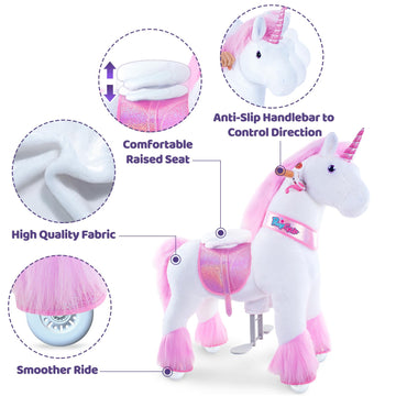 Ponycycle Ride On Horse Pink Unicorn Toy Classic Model U Plush Walking Animal Size 4 For Age 4-8 Ux402