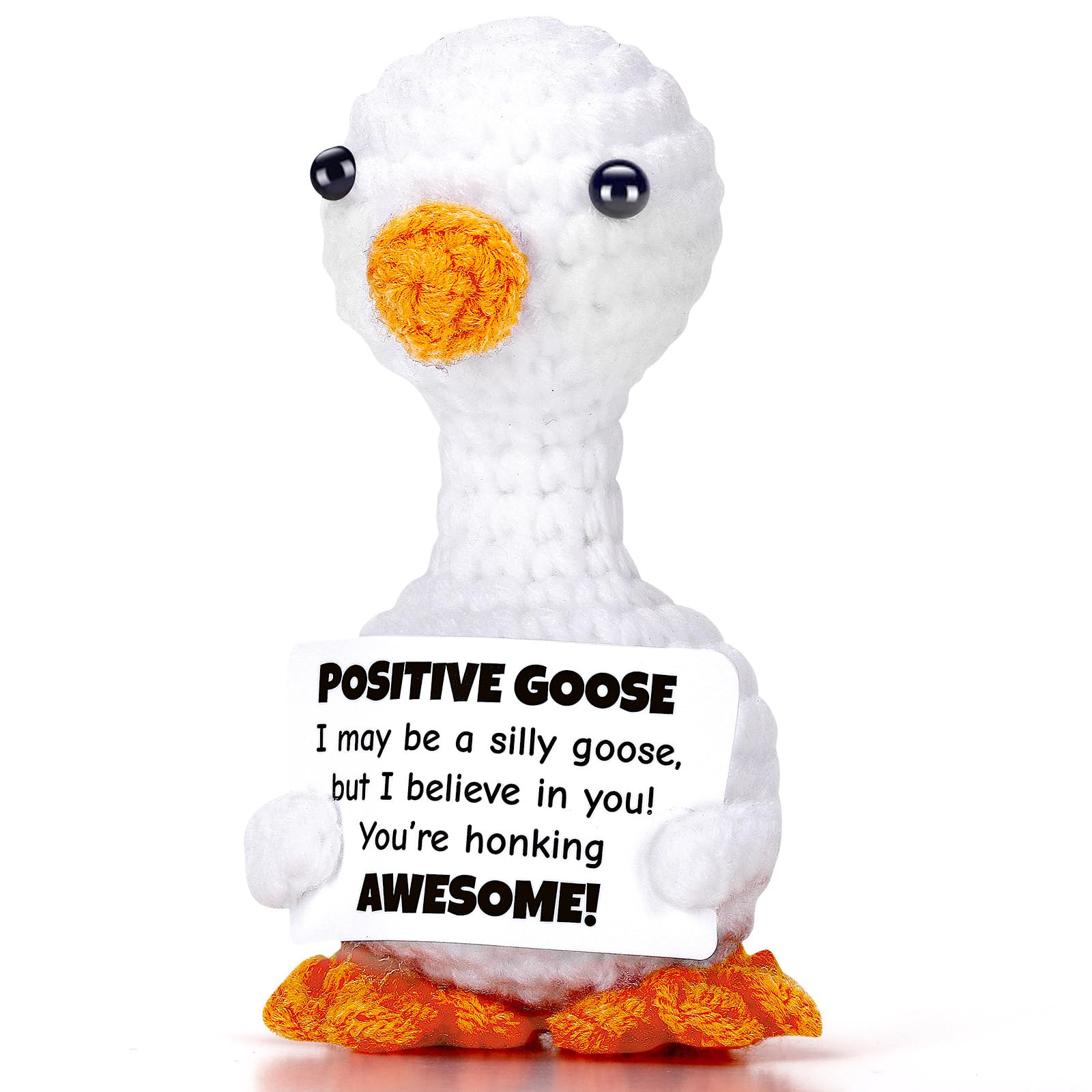 Juleasel Mini Goose Positive Crochet Animal Emotional Support Crochet Desk Goose With Positive Card For Coworkers Best Friend En