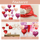 Rose Gold And Pink Heart Balloons, 18 Inch Hot Pink Heart Shape Balloons Foil, 10 Pcs Rose Gold Pink Heart Balloon For Girls Wom