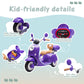 Upgrade 2 Seats Kids Motorcycle, 12V Ride On Electric Car with 2 Motors, Kid s Motorbike with USB, Bluetooth, Waterfall Light,
