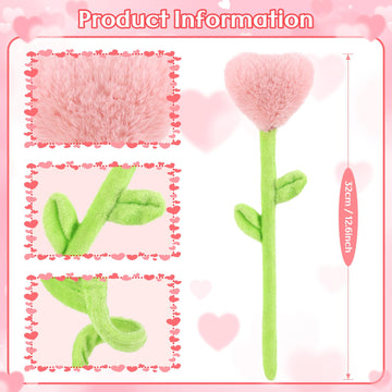 ZJoey 10 Pcs Plush Heart Flower Stuffed Bendable Stems Plush Bouquet Toy Soft Rose Flower 12.6 Inch for Christmas 2025 Mother's