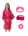 Kid Girls Spa Costume Party Set with Eyemask Hairband Hair Ring  Silky Plain Kimono Robes for Wedding Flower Robe (Rose  Tag 12)