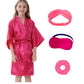 Kid Girls Spa Costume Party Set with Eyemask Hairband Hair Ring  Silky Plain Kimono Robes for Wedding Flower Robe (Rose  Tag 4)