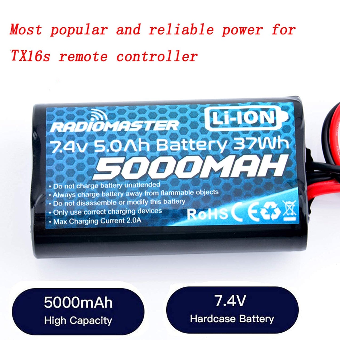 RADIOMASTER TX16S Battey 5000mAh 2S 7.4V XT30 JST-XH Plug TX16s Transmitter 1Pack