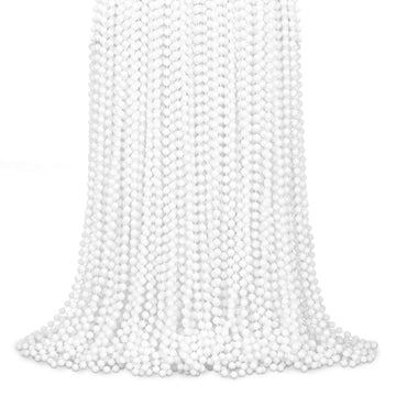 100 PCS White Bead Necklaces, 33'' White Mardi Gras Beads, Christmas Beads Necklaces, 4th of July Beads Necklaces, Parade Throws