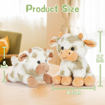Tezituor 4 Pcs Cow Stuffed Animal Bulk 10'' Cow Plush Toys Soft Cow Plushies Farm Animal Party Decor Christmas Birthday Gifts Fo