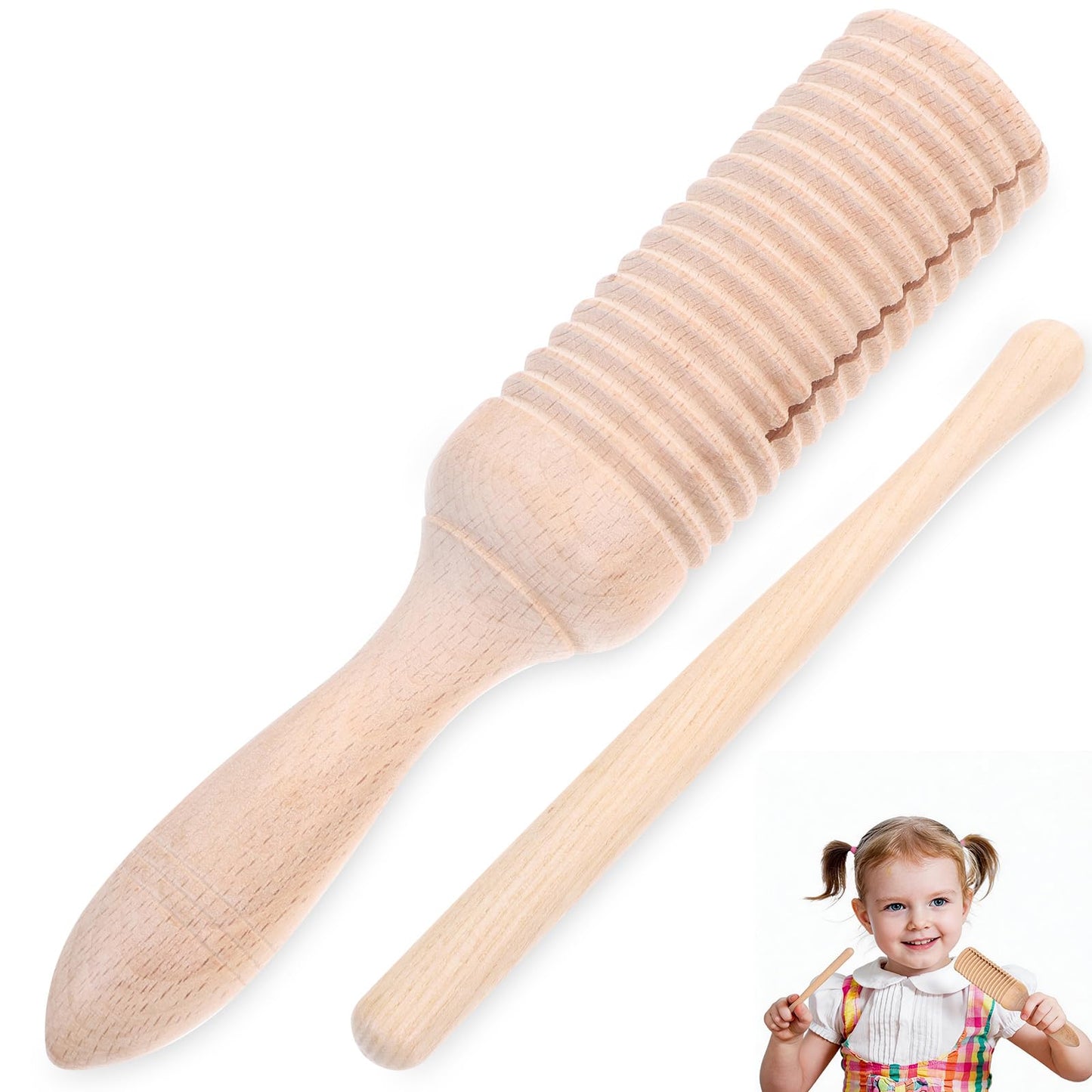 Kisangel Guiro Instrument 1 Set Wooden Guiro Percussion Instrument Tone Block Musical Instrument Wood Tambourine For Kids And Ad