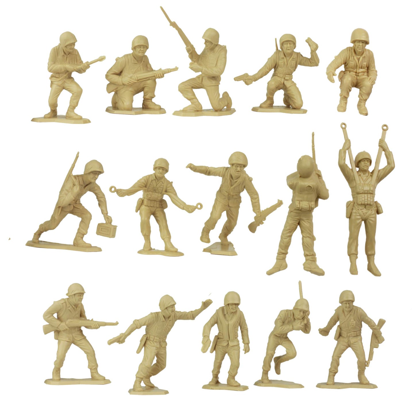 Bmc Marx Plastic Army Men Us Soldiers - Green Vs Tan 38Pc Ww2 Figures - Made In Usa