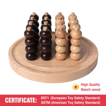 Gothink Portable 3D Wooden Four In A Row Board Games For Adults & Kids- 4 In A Row Game Set With Birch Chess For Family Night Games Birthday & Holiday Party Toy Gifts - Challenge Your Mind