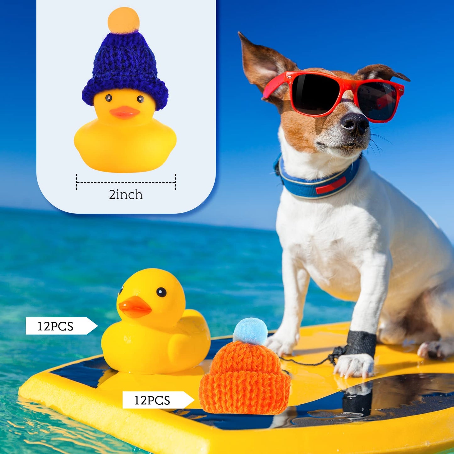 Chivao 12 Pcs Rubber Ducks With 12 Sunglasses/ Hats/ Headwear/ Scarf Small Cruise Ducks In Bulk Mini Rubber Duckies Bathtub Toys For Valentine'S Day Gift Hide(Yellow, Duck With Hats)
