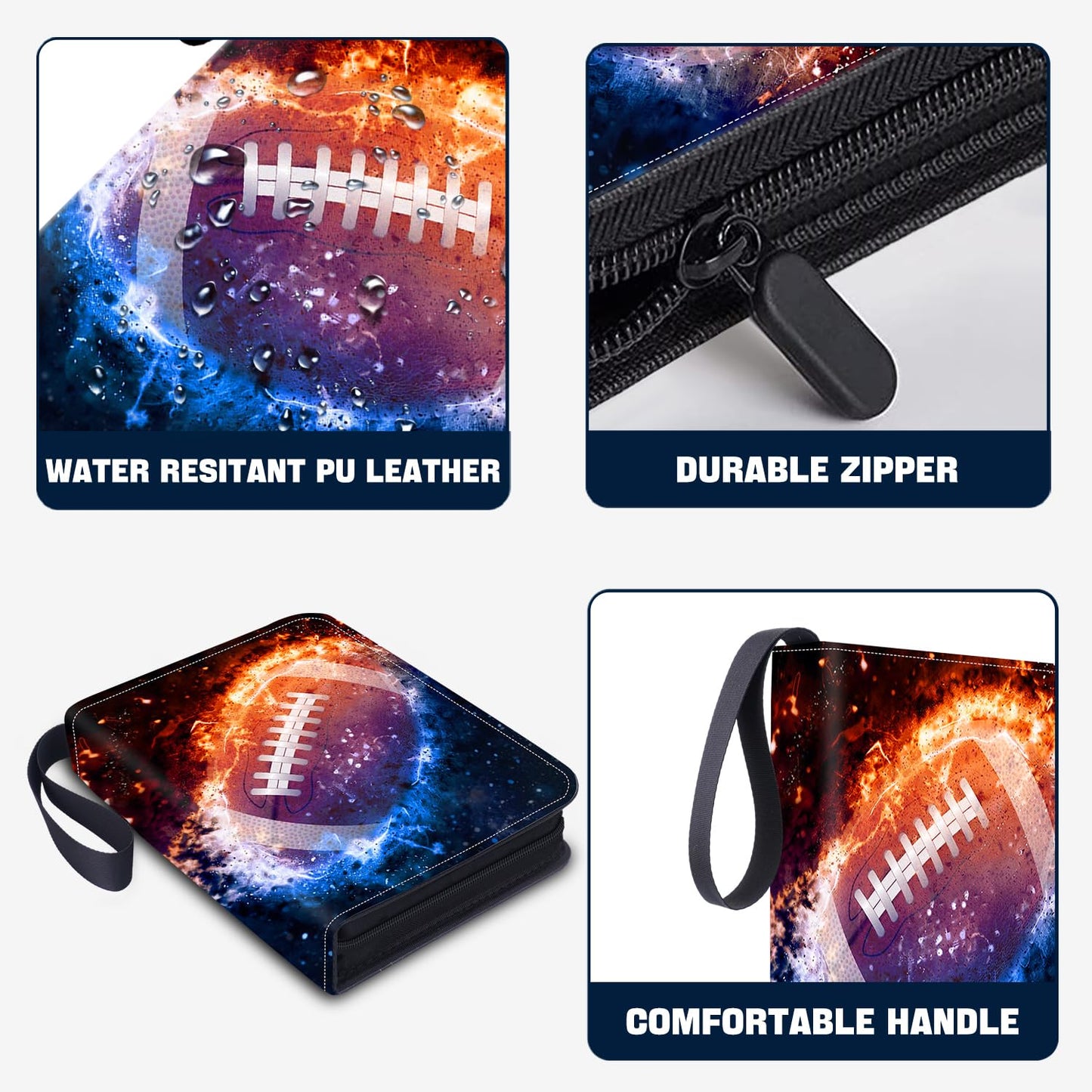 Hesplus 400 Pockets Football Card Binder, Football Trading Cards Display Case With Football Card Sleeves Card Holder Protectors