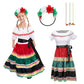 stepsin Traditional Mexican Dress for Girls Folklorico Dance Dress Cinco De Mayo Girls Party Costume Mexican Fiesta Dress Kit