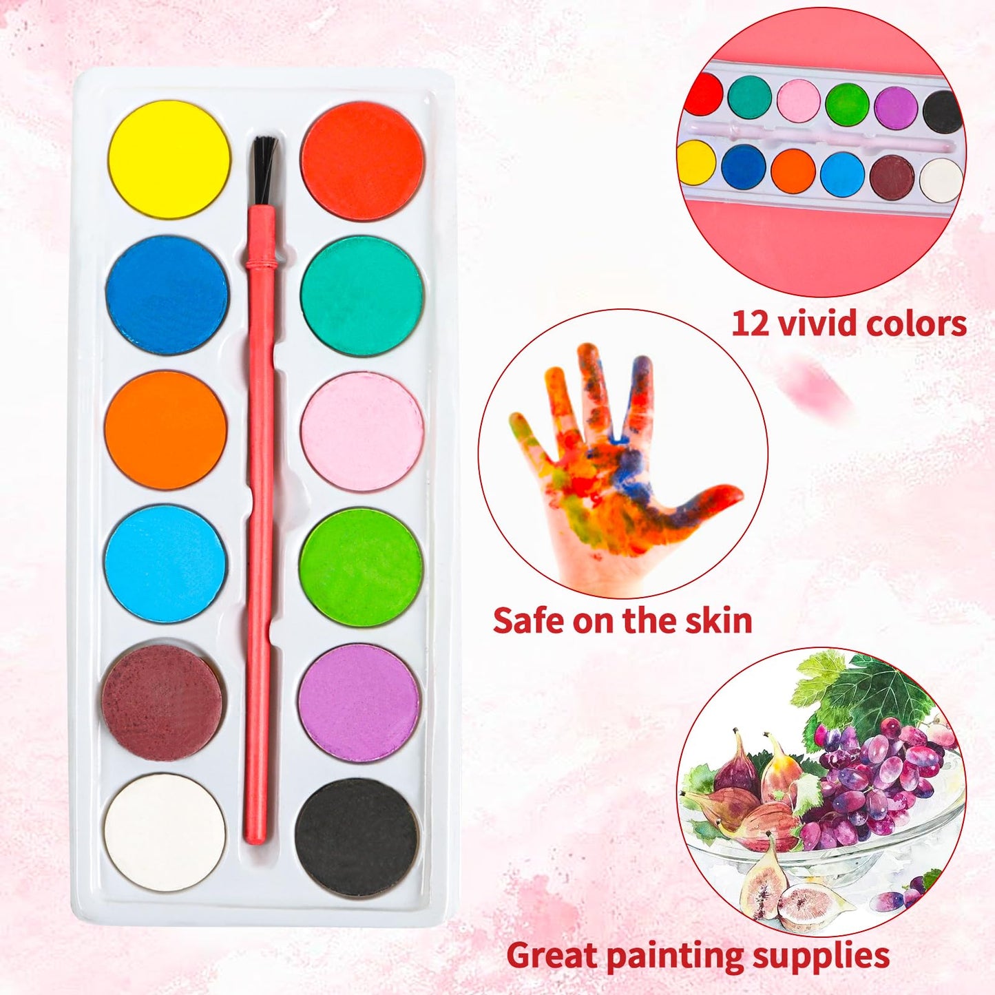 KIMOBER 24 Packs Valentines Day Gifts Cards with Watercolor Paint,Valentines Day Exchange Gifts with 25 Seal Bags for School Cl