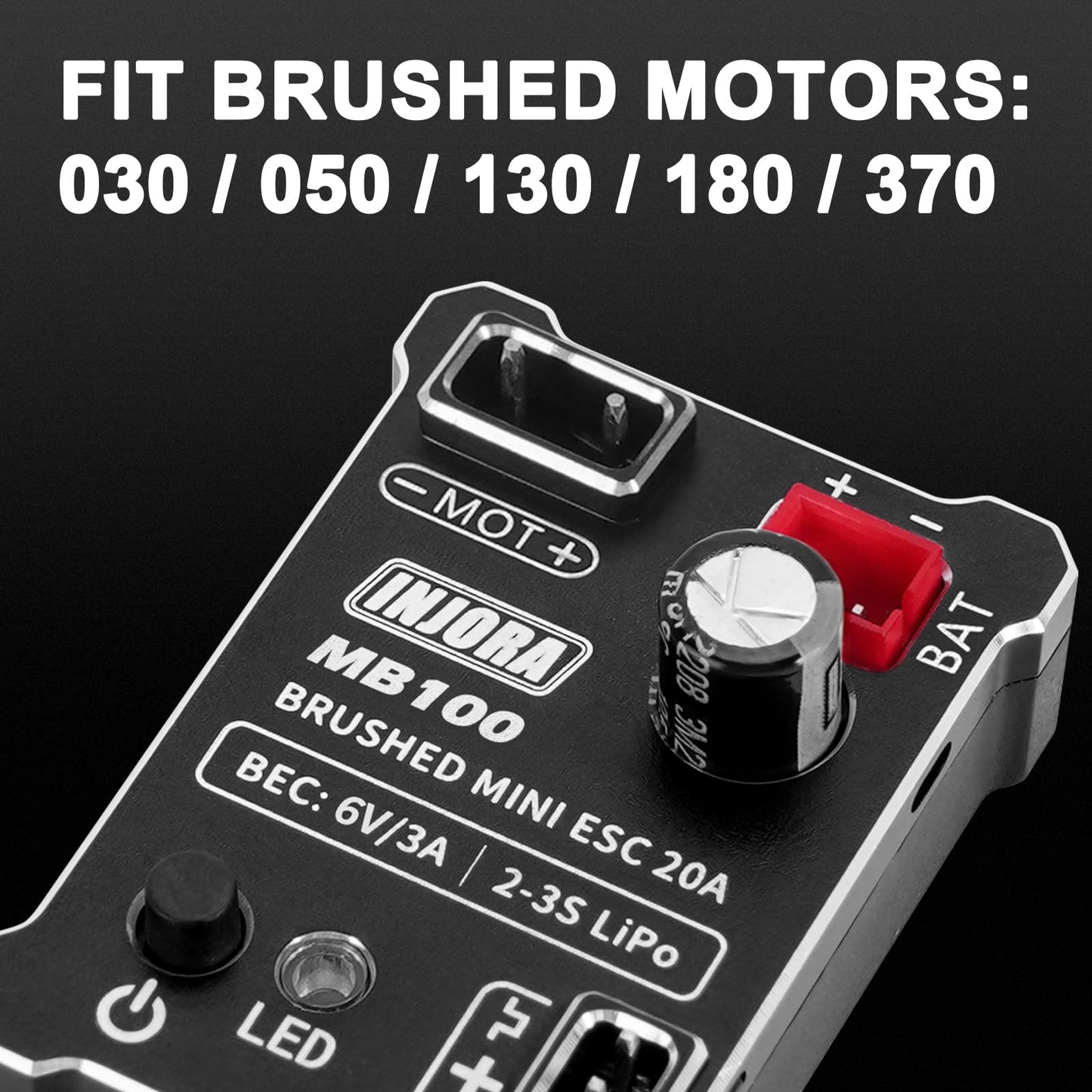 INJORA MB100-R80 20A Brushed Mini ESC for 1/24 1/18 RC Crawler Upgrade