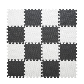 Tamiplay Foam Play Mat - 0.4 Inch Soft Eva Non-Toxic Interlocking Tiles, Baby Exercise Puzzled Floor Mats, 16 Tiles (White/Black