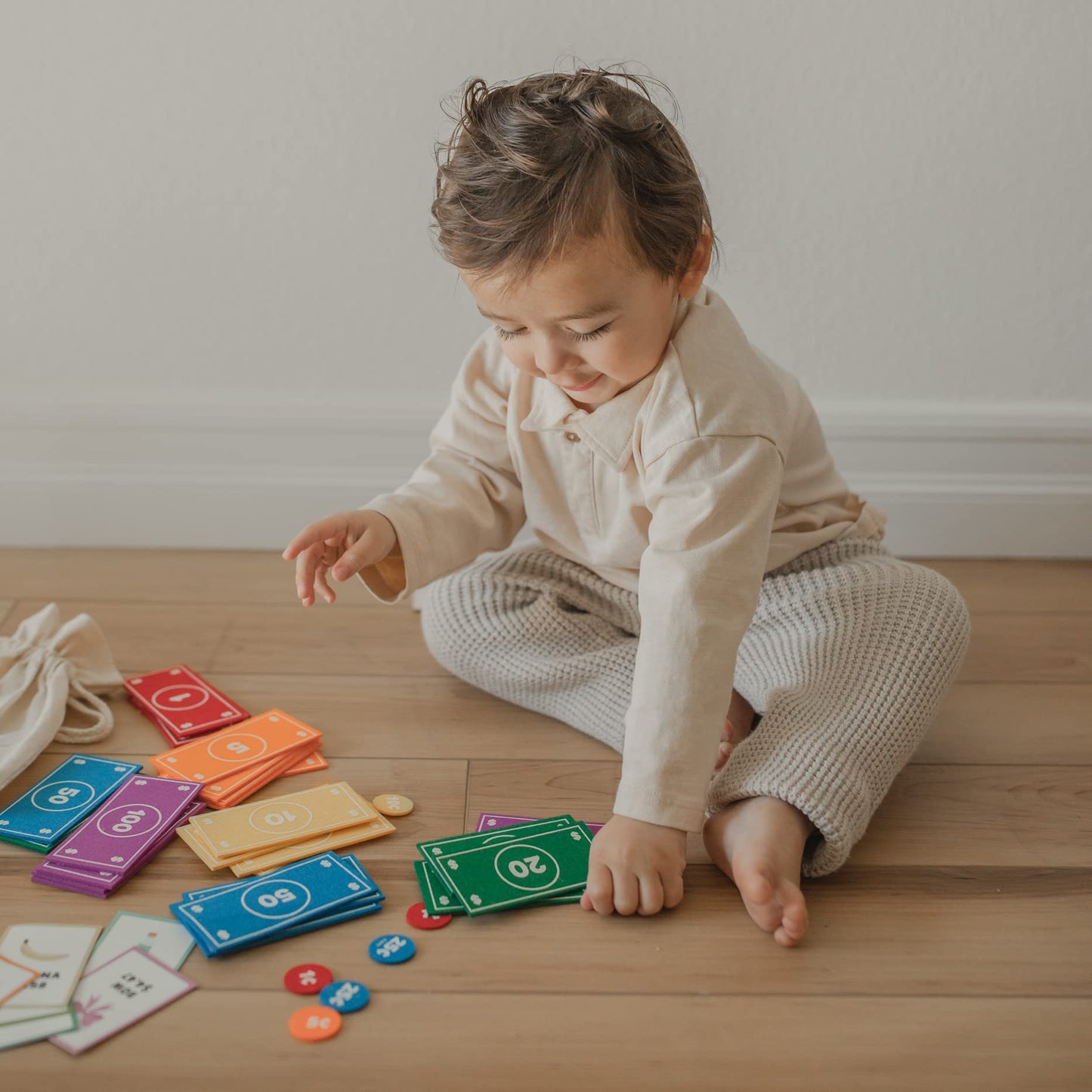 Good Ground Pretend Play Kids Felt Money Educational Montessori Toy Dollars Bills Coins Wallet Childrens Counting Set Toddlers S