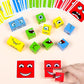 Alalatois Large Wooden Face Expression Puzzle Building Cubes Manipulatives Face Changing Magic Cube Puzzles Matching Game With B