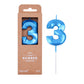 PHD CAKE 2.76 Inch Diamond Blue 3 Number Birthday Candles, Blue Number Candles, Cake Number Candles, Party Celebration