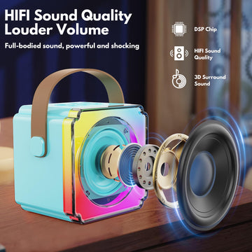 Karaoke Machine, Portable Bluetooth Speaker With Wireless Microphones For Kids Adult, Birthday Family Party Gifts Toys For Toddler Girls Boys 3 4 5 6 7 8 9 10 11 12+ Year Old