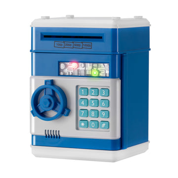 EVTHSU Blue Electronic ATM Safe Piggy Bank for Kids - Real Money Savings Coin Bank with Code Lock & Password, Gift Money Box for