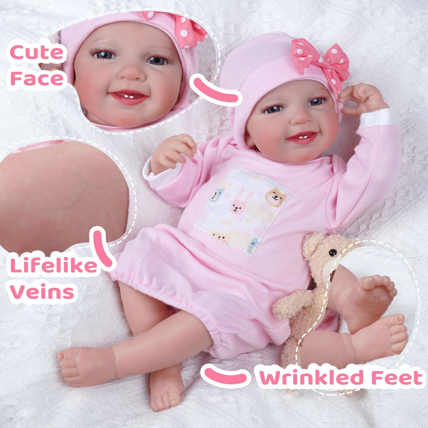 Babeside Lifelike Reborn Baby Dolls With Heartbeat And Coos Leen, 20-Inch Soft Baby Feeling Realistic-Newborn Baby Dolls Interactive Real Life Baby Dolls Girl For Kids Age 3+
