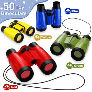 Jiuguva 50 Pack Binoculars for Boys Girls Small Compact Toy Binoculars with Neck Strap Camping Party Favors Nature Exploration T