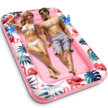 Premium Large Inflatable Tanning Pool Lounger Lake Flamingo Float Floaties For Adults - Comfortable Design With Cup Holders And 