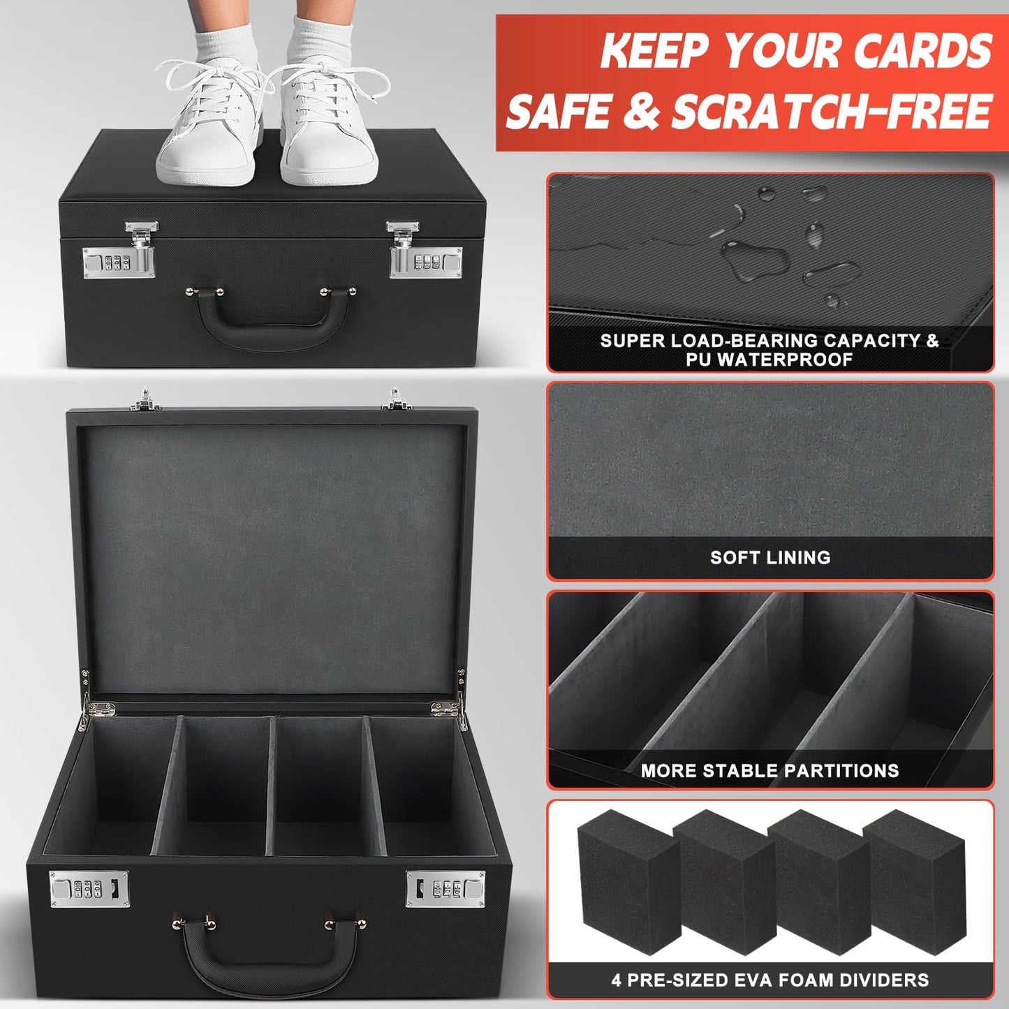 Aobople Graded Card Storage Box,Holds 136+ Psa/Gma Slab Or 632+ Toploaders,4 Row Psa Slab Case For Graded Cards Fits 3 ''X4 '' 3