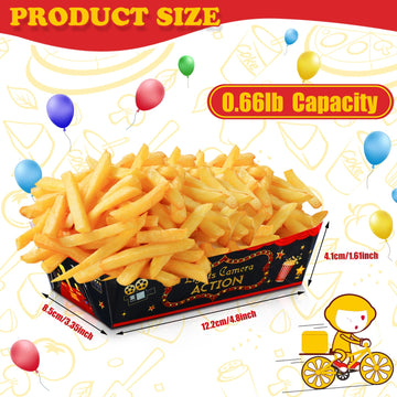 30 Pieces Movie Night Snack Trays Party Supplies Red Nacho Paper Food Trays Movie Theme Decoration Popcorn Paperboard Holder for