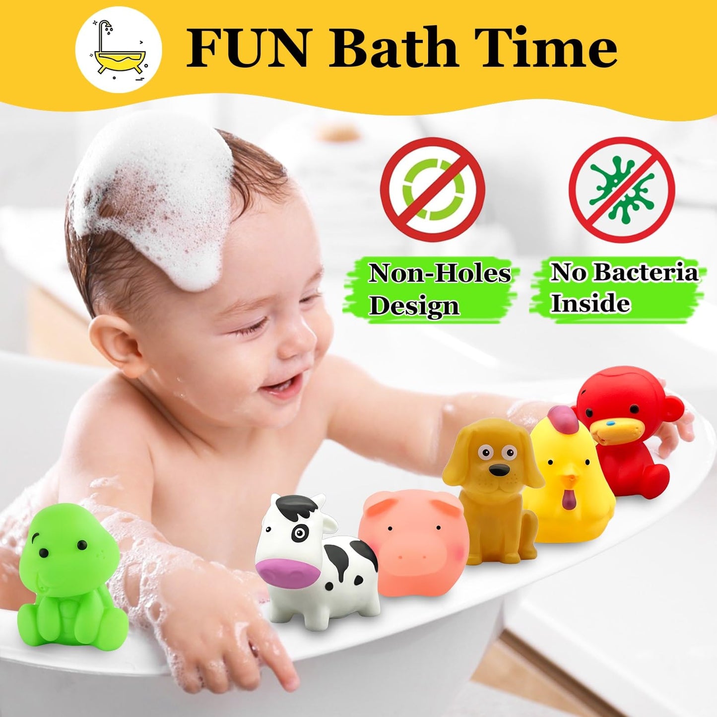 Mold Free Baby Bath Toys - No Hole Bath Toys For Kids Ages 1-3 | Floating Toys | Bathtub Tub Pool Water Table Toys | Toddler Infant Gifts | Baby Toys 6-12-18 Months | 1 2 3 Year Old Girl Boys Gifts