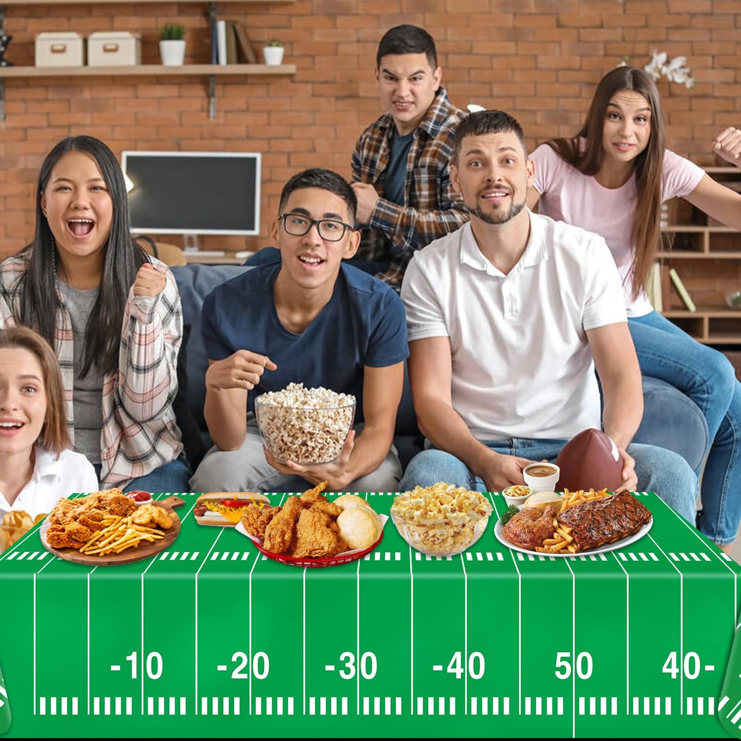 Oigco Football Party Decorations Tablecloth Disposable Plastic Touchdown Table Cover Perfect For Football Birthday Party Decorat