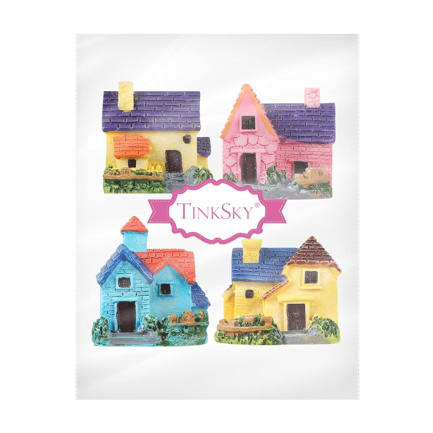 Tinksky 4Pcs Miniature Dollhouse Bonsai Craft Garden Resin Landscape Diy Villa Decor, Birthday Gift For Children