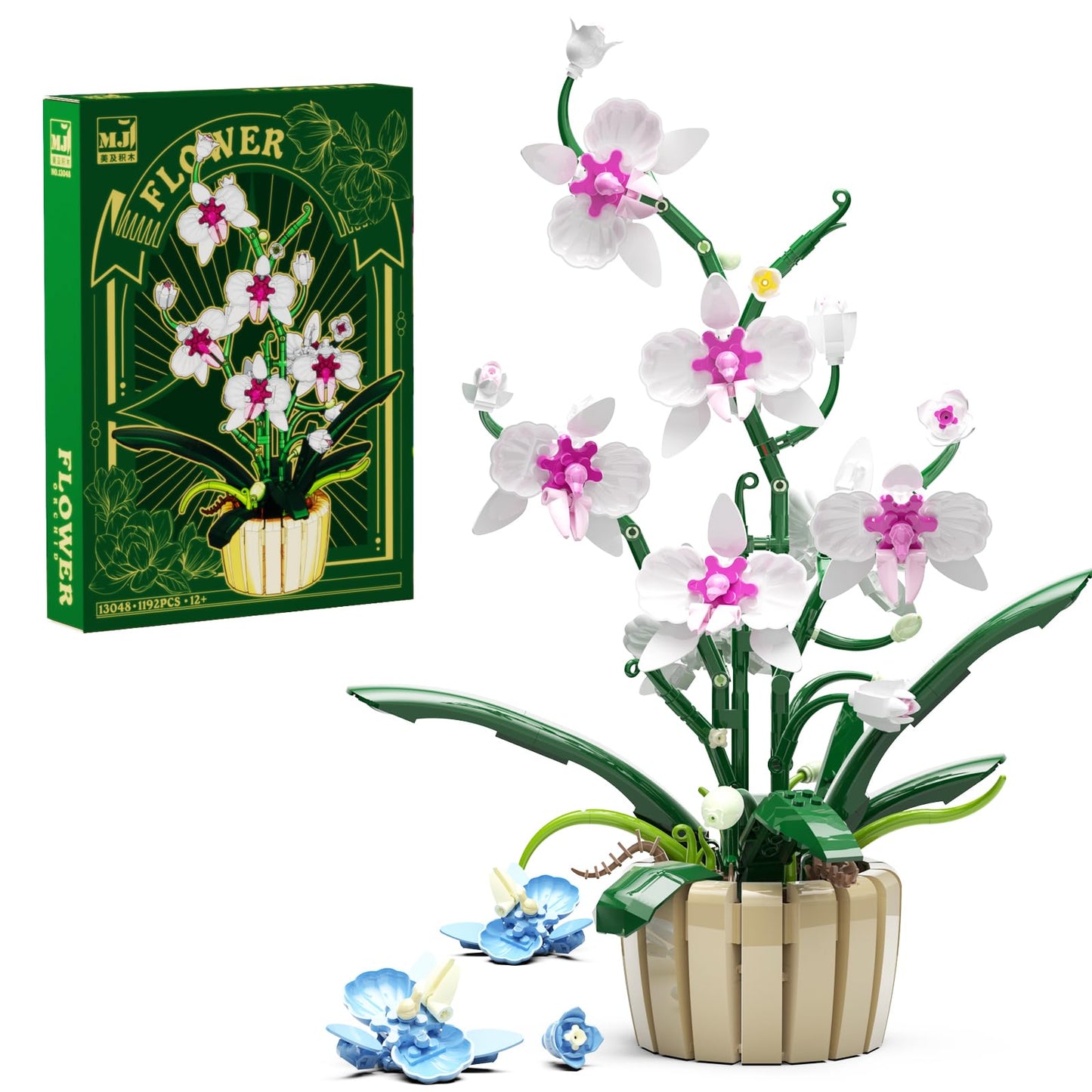Icons Orchid Flowers Building Set  Exquisite Orchid Bonsai for mature-themed- Compatible with Lego Flowers  Ideal for Display (1192ppcs)