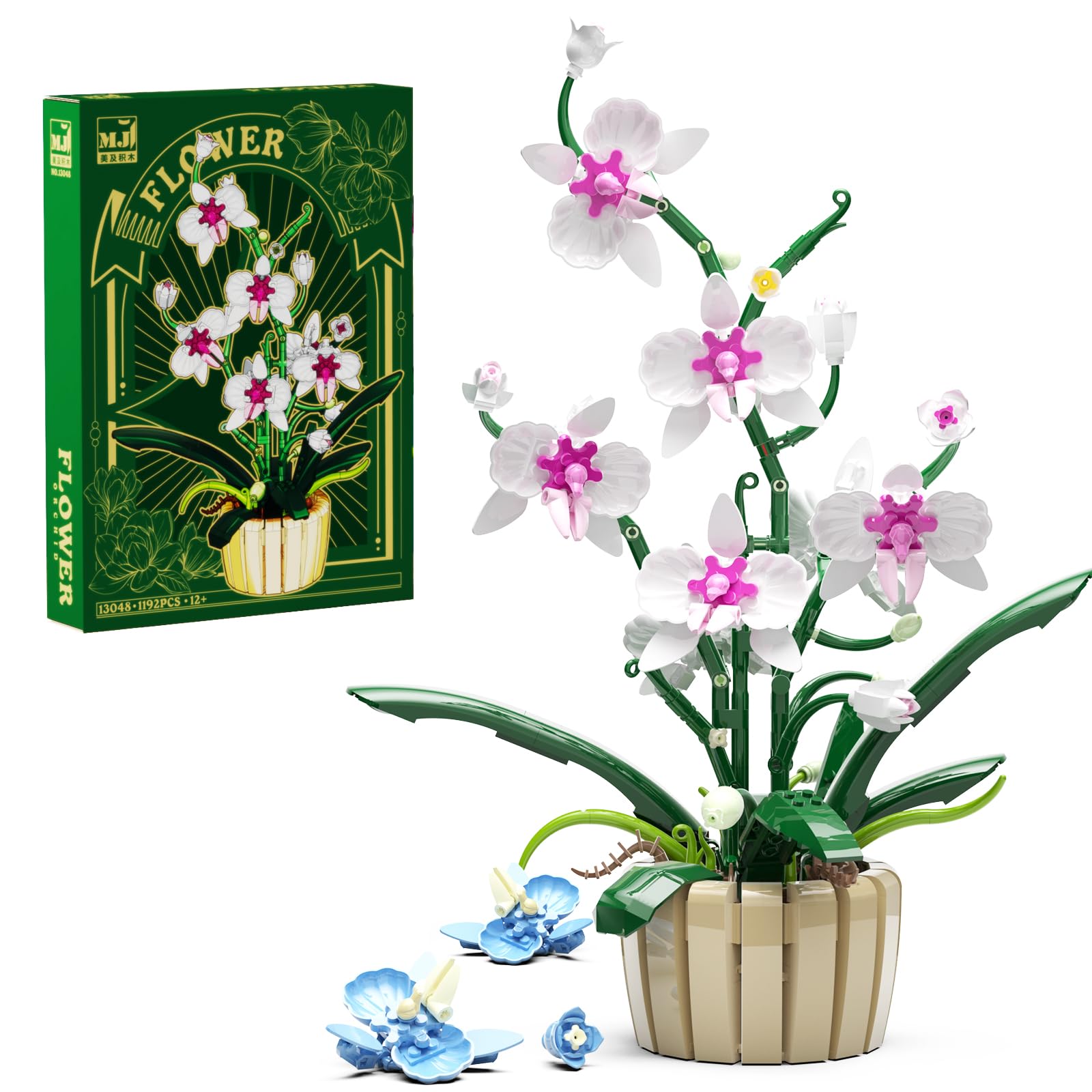 Icons Orchid Flowers Building Set  Exquisite Orchid Bonsai for mature-themed- Compatible with Lego Flowers  Ideal for Display (1192ppcs)