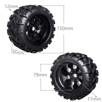 HobbyPark PreGlued 3.2 17mm Hex RC Monster Truck Wheels and Tires Set for 1/8 Scale Arrma Kraton 6s Notorious Traxxas Maxx Tmaxx