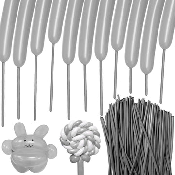 Hykjnbw Silver Long Balloons For Balloon Animals, 260 Balloons Art Kit For Twisting, Skinny Modeling Balloons Supplies For Birth