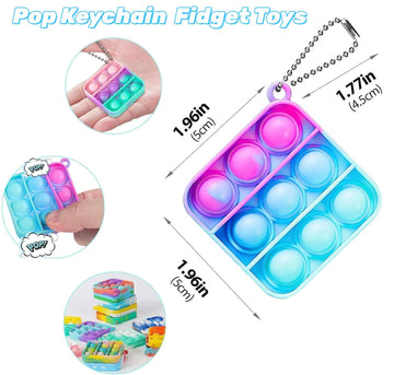 100 Square Mini Pop Keychain Bulk Party Favors Fidget Toys Bulk for Boy Girl mature-themed Fidgets Packs Sensory Stress Bauble Christmas Easter Birthday Party Supplies Goodie Bag Stuffer Classroom
