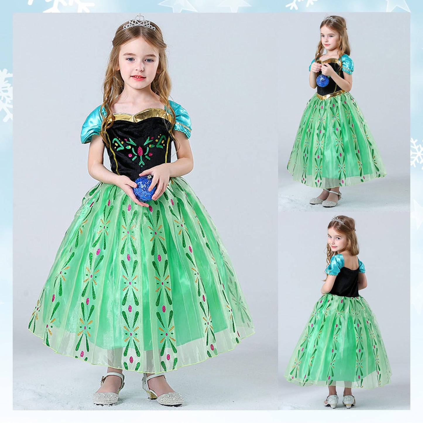 Ahlpo Anna Dress Princess Elsa Dress Up For Girls Halloween Cosplay Princess Anna Costume Elsa Fancy Dress Birthday Outfit
