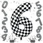 Giant Number Balloons 6, Black And White Checkered Self Inflating 0-9 Set Number Balloon For Kids, 40 Inch Foil Helium Racing 6