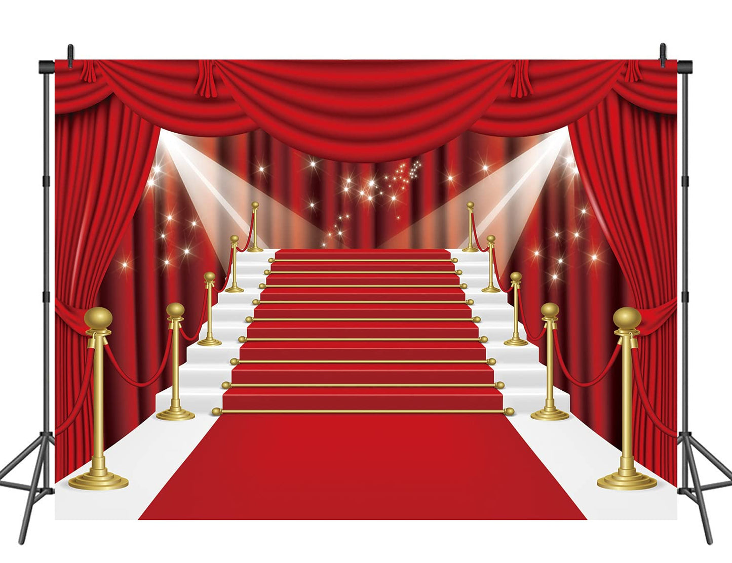 Inrui Red Curtain Stage Photography Background Red Carpet Film Red Curtain Stars Celebrity Party Banner Backdrop (8X6Ft)