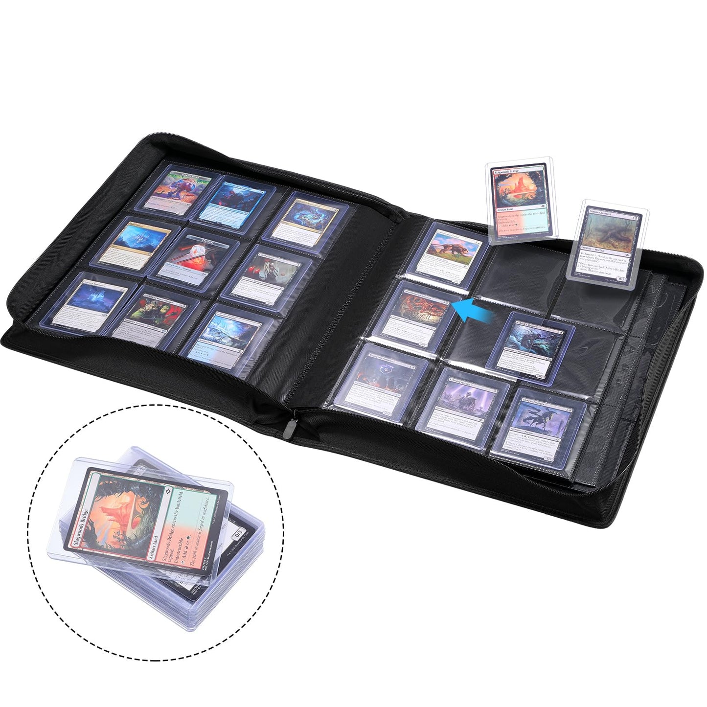 Sibonic 9 Pocket Toploader Binder, Holds 360 3   X4    Toploader Hard Cases, Sleeves Card Collection Binder, 20 Double Sided Pag