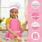 MEIDAYAI Kids Cooking Baking Set , Kids Kitchen Pretend Play Toys, Kids Chef Role Play Costume Set - Chef Hat and Matching Pink