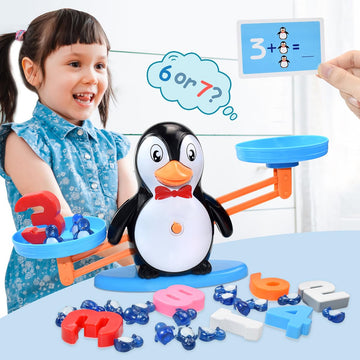 Bakam Penguin Balance Scale & Number Counting Blocks Games For Kids Ages 3-5, Montessori Math Games For Kids 5-7, Preschool Kindergarten Learning Activities, Stem Educational Toys For 3+ Year Old