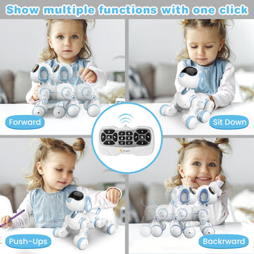 FUUY Robot Dog, Remote Control Dog Robot for Kids with Head Touch Sensing and Music Function, Programmable Interactive Robot Fun