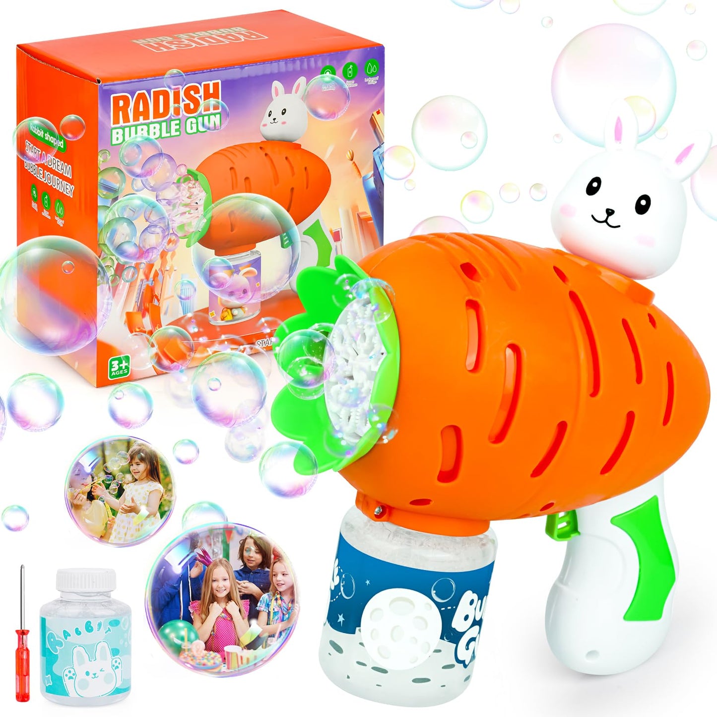 Zuicxlsy Bubble Maker Toy,Easter Carrot Bubble Machine,Automatic Bubble Maker Blower Machine With Bubbles Solution For Kids Boys