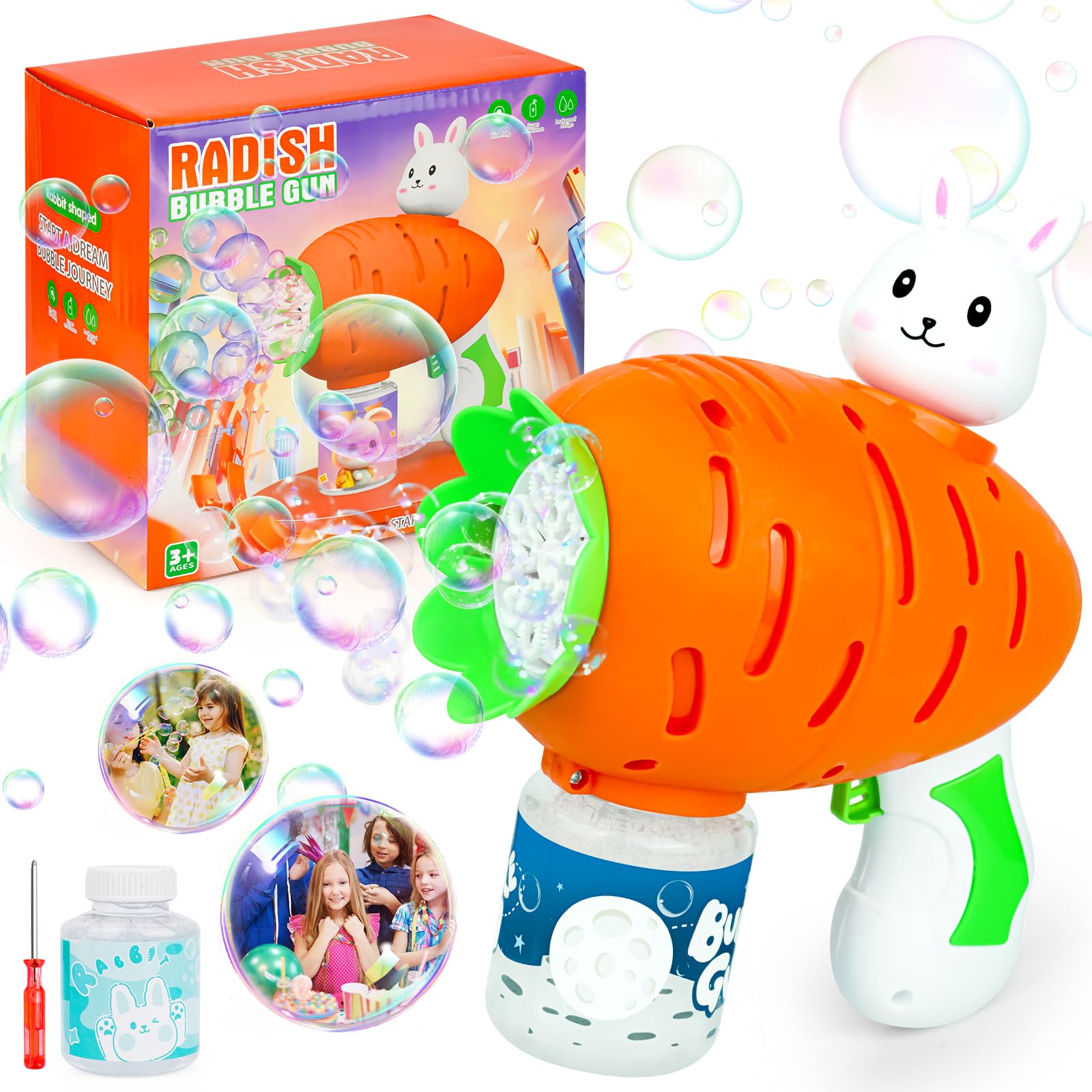 Zuicxlsy Bubble Maker Toy,Easter Carrot Bubble Machine,Automatic Bubble Maker Blower Machine With Bubbles Solution For Kids Boys