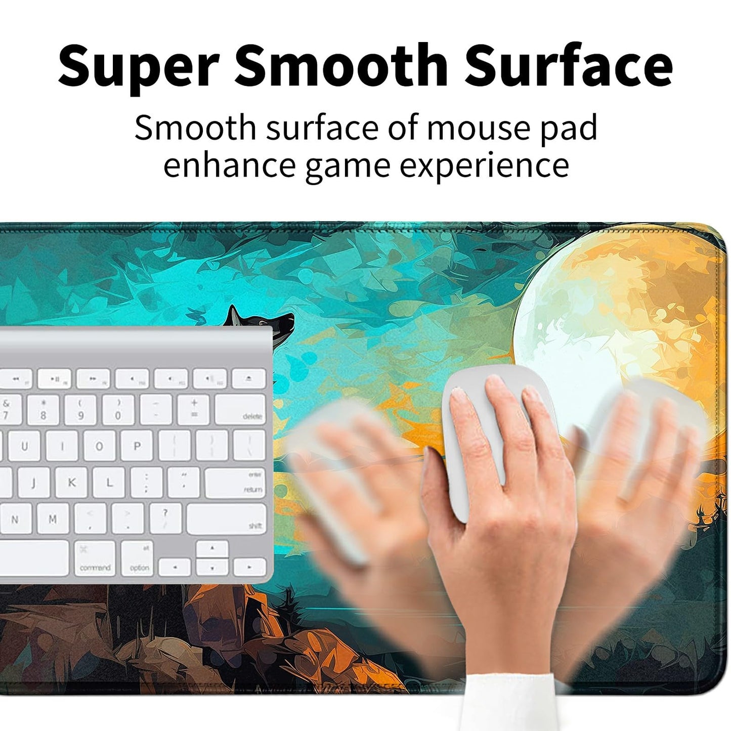 DIGTIALL Card Mat for MTG & TCG Playmat Mouse Pad 24 x 14 Game Mat for MTG RPG CCG Trading Card Game Playmats Table Mat Perfect for Card Games Video Games Computer Office Wolf Moom