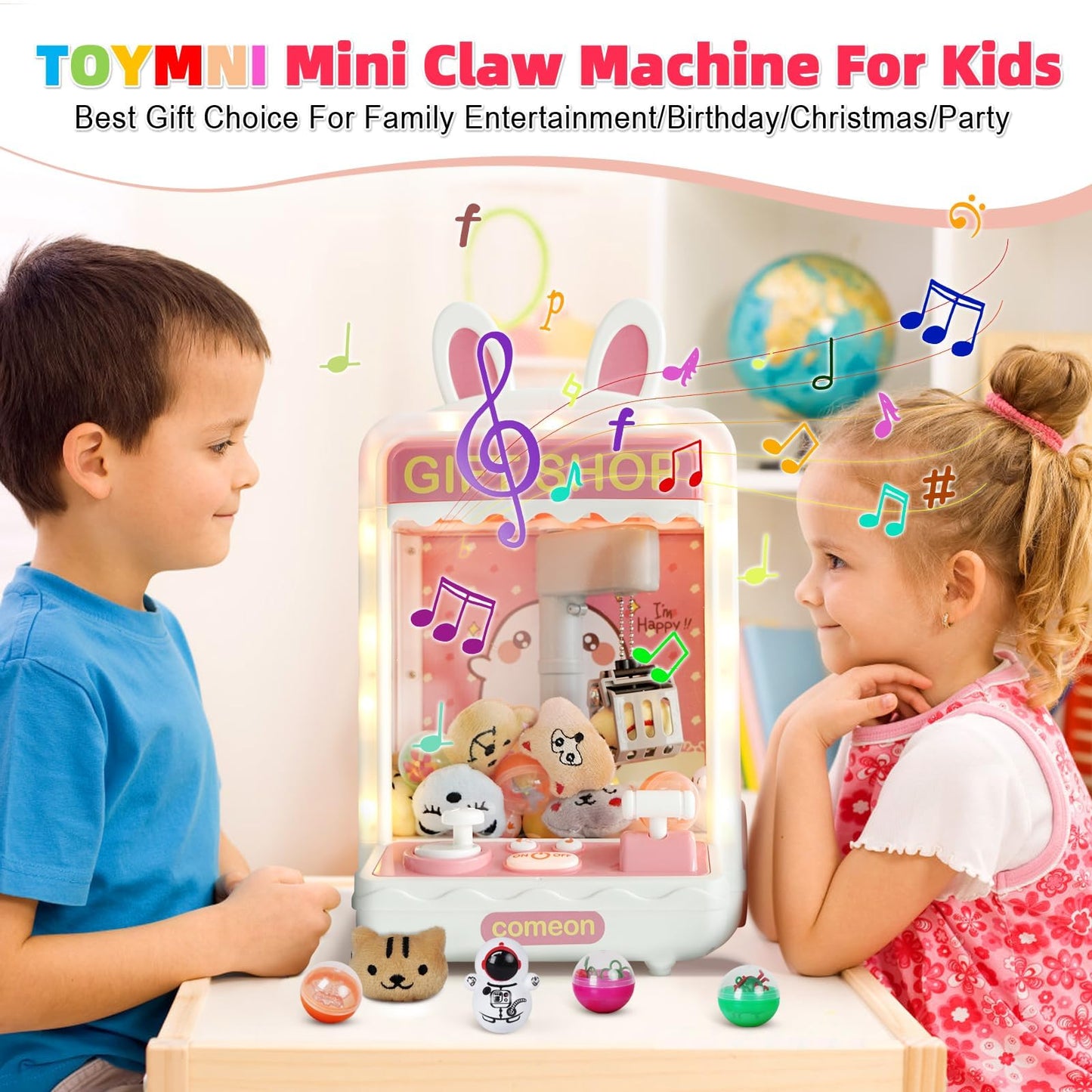 Toymni Mini Claw Machine, Claw Machine For Kids With Lights, Mini Vending Machine With Little Toys, Arcade Games Machines, Kids