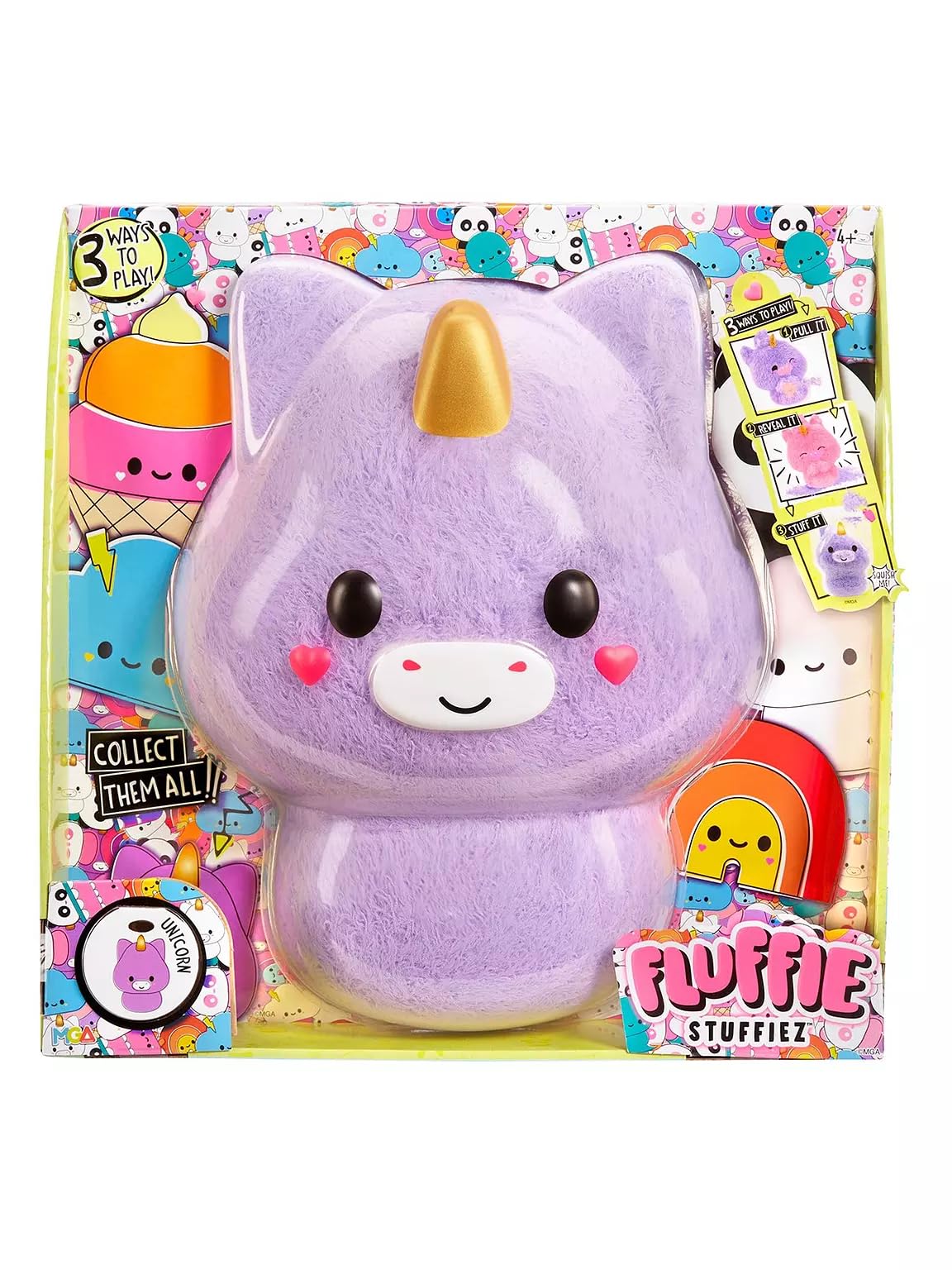 Fluffie Stuffiez Unicorn Large Collectible Feature Plush 11' - Surprise Reveal Unboxing With Huggable Asmr Fidget Diy Fur Pulling, Ultra Soft Fluff