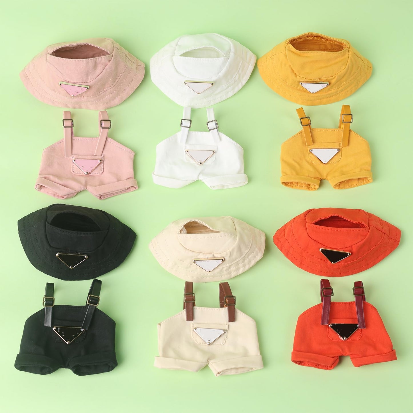 17cm Clothes Set(NO Doll)  Cute Hat & Unique Pocket Design Overalls Dress-up Set  Handmade Clothing Designed for 17cm Doll.(Overalls (Pink))